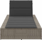 Sunbed with Floating Cushion Gray Poly Rattanrecliner Camping Chairs Tanning Chair Patio Suitable for Garden Courtyard