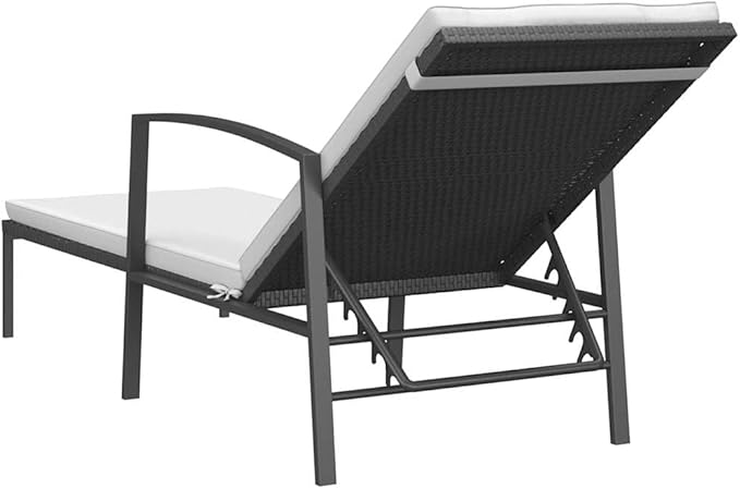 Camping Chairs Outdoor Chairs Beach Chair Patio Furniture Patio Sun Lounger with Cushion Poly Rattan Black for Outside,Camping,Patio, Poolside, Beach