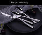 Flatware Sets 4pcs/Set Golden ?Portable Stainless Steel Cutlery Complete of Dining Tableware Kitchen Gadget Sets Dinner Forks Knives Spoon