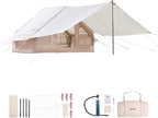 VEVOR Inflatable Tents for Camping, Easy Setup Blow up Tent with Hand Pump, 4 Season Glamping Tent with Stove Jack, Doors & Mesh Windows, Storage Bag Included for Easy Taking