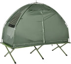 Camping Tent Cot, 4-in-1 Folding Tent Cot Combo with Mattress, Pillow, Sleeping Bag, Roller Carrying Bag, Off Ground Travel Camp Cot for Hiking, Backpacking, Picnic