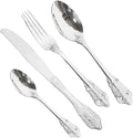 Silverware Flatware Cutlery Set， 4/16/24/32/40/48-piece Palace Tableware Set Retro Embossed Tableware Creative Golden Tableware Knife， Fork and Spoon Set，Silver-12Set-48Pcs