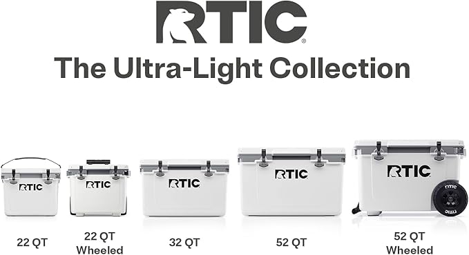 RTIC Ultra-Light 22 Quart Hard Cooler Insulated Portable Ice Chest Box for Drink, Beverage, Beach, Camping, Picnic, Fishing, Boat, Barbecue, 30% Lighter Than Rotomolded Coolers