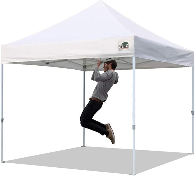 Eurmax USA Premium 10'x20' Pop-up Canopy Tent Party Tent Commercial Instant Canopies Shelter with Removable Sidewalls with Wheeled Carry Bag Bonus 6 Sand Bags(Red)