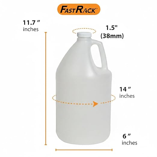 FastRack 1 Gallon Water Jug (9-Pack) | Round Reusable Plastic Jugs with Lids | BPA-Free HDPE Water Container for Liquid Storage, Brewing, Camping & Emergency Prep