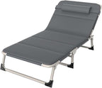 Folding Camping Cot for Adluts, Portable Lightweight Camping Bed with Pillow,4-Position Adjustable Backrest with Strong Steel Frame,Indoor Outdoor Recliner Chair for Home,Office,Outdoor (Style -2)