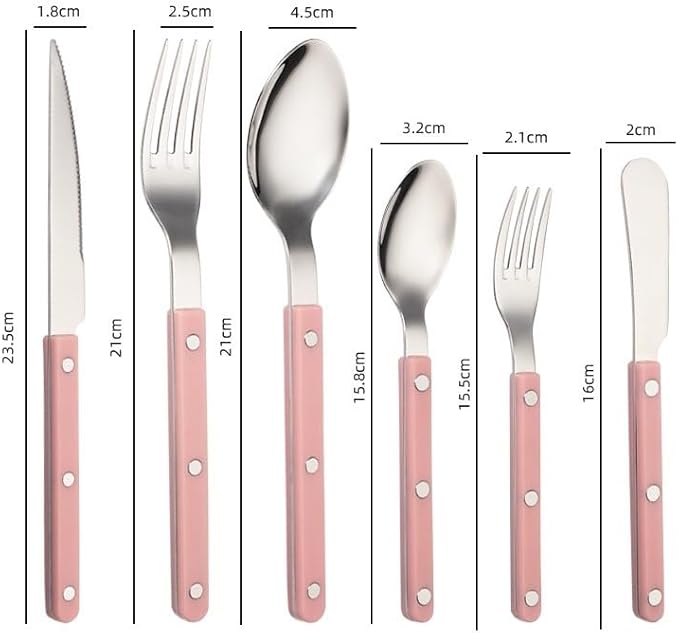 Cutlery Set Pieces Service Stainless Steel Titanium Flatware,Silverware Flatware Cutlery Set， 6/24/36/48 Piece Tableware Steak Knife， Fork Spoon Butter Knife Dessert Spoon ABS Rivet Handle