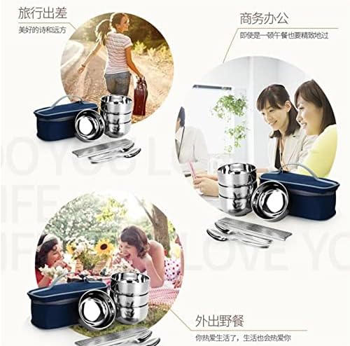 Picnic Tourist Tableware Set Camping Stainless Steel Cutlery Bowl Chopsticks Spoon Suit Bag Outdoor Travel Hiking Accessories