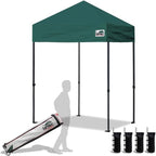 Eurmax USA Standard 5'x5' Patio Pop Up Canopy Tent Commercial Instant Canopies with Heavy Duty Roller Bag,Bonus 4 Sand Weights Bags (Forest Green)