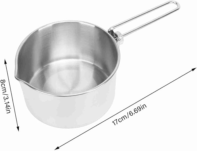 Camp Kettle, 1L Camping Pot with Foldable Handle, 304 Stainless Steel Camping Kettle for Outdoor Cooking, Backpacking Pot for Campfire, Stove - Ideal Portable Cookware for Camping, Hiking, Picnic