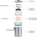 Duo Camping Cooking Set 1.6L Stainless Pot Hiking Picnic Cookware Dishes Tableware Utensil for Tourism