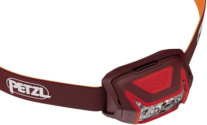 PETZL ACTIK CORE Headlamp - Powerful, Rechargeable 650 Lumen Light with Red Lighting for Hiking, Climbing, and Camping - Red