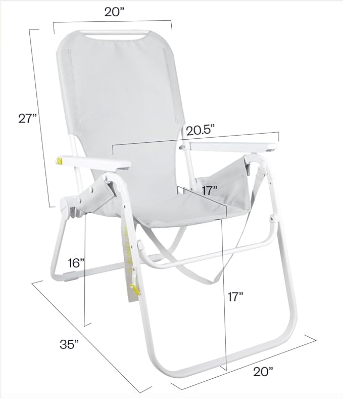 SUNFLOW The Tall Sand Dune Premium Beach Chair, Portable, Rust-Resistant, Adjustable Reclining Lounger with UPF 50+ Sun Shade and Drink Holder for The Ultimate in Comfort -Ocean Navy