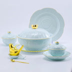 Camping Plates Simple and Fresh Underglaze Color Celadon Dinner Plate for Home High-end Dishes, Plates and Tableware Decorative Plate