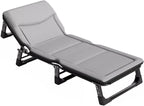 Folding Camping Cot for Adults Heavy Duty Outdoor Bed with Carry Bag Layer Travel Camp Cots Portable Cot Extra Wide,Foldable Bed with Mattress 4 Speed Adjustable Backrest with 3D Memory Head
