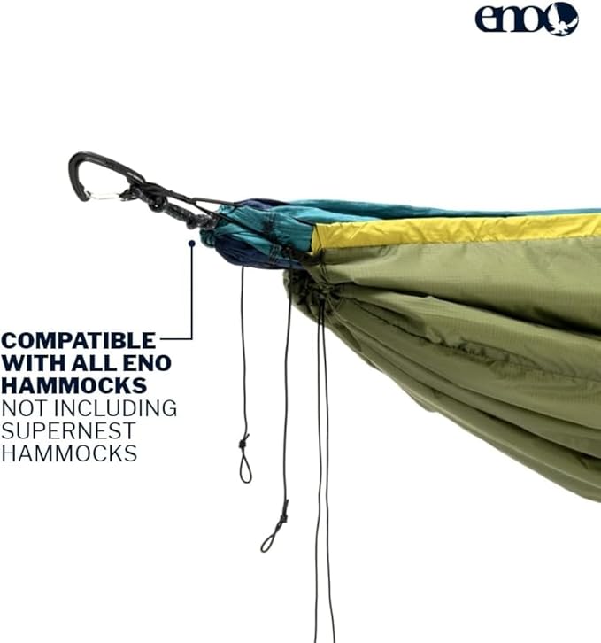 ENO Ember UnderQuilt - Protective and Warm Hammock Quilt with Recycled Synthetic Insulation - for Camping, Hiking, Backpacking, Festival, Travel, or The Beach - Evergreen