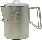 Valtcan Titanium Percolator Coffee Maker World's First Full Titanium, 6-Cup 1.5L, 395g Ultralight, No Metallic Taste, CNC Filter, Glass Brew Viewer, Campfire & Stovetop, Grade 1 Ti, Carry Case