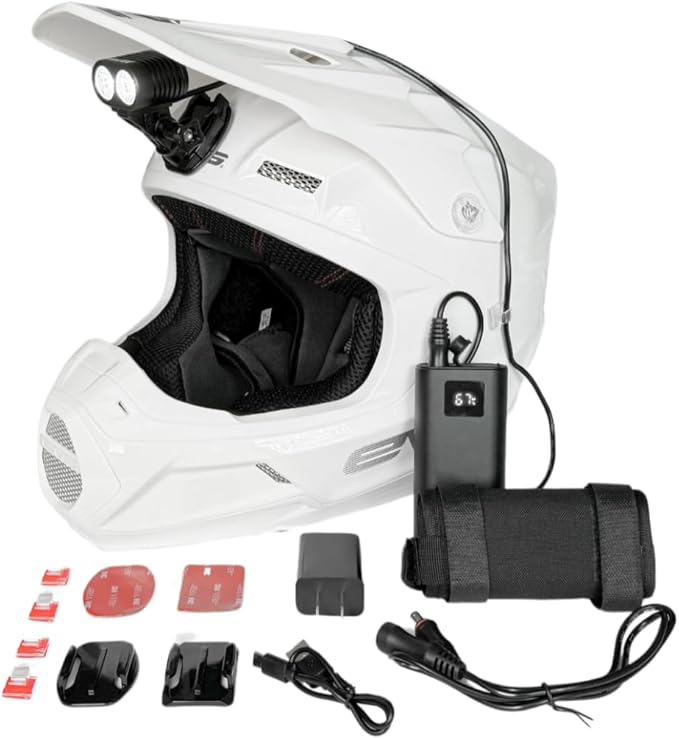 Dango Design Navigator Helmet LED Trail Light | 2,100 Lumen Rated Cree LEDs | Digital Readout Battery | Dirt Bike, Motocross, Mountain Bike, Enduro, ATV, Motorcycle, Snowmobile, Camping Headlamp