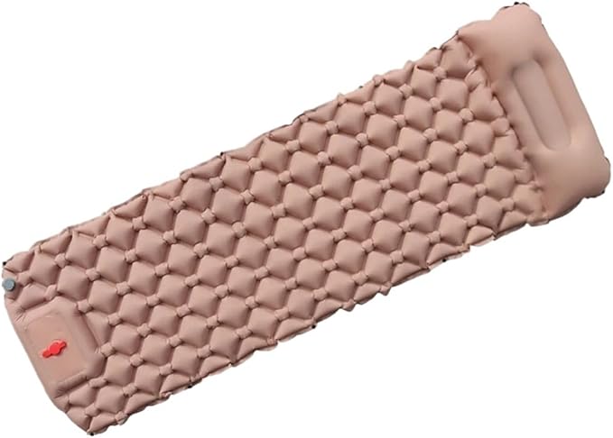 Inflatable Camping Mats Air Mattress with Pillow, Self-Inflating Sleeping Pad, Portable Outdoor Tourist Mat for Hiking Climbing Backpacking Tent(Khaki)