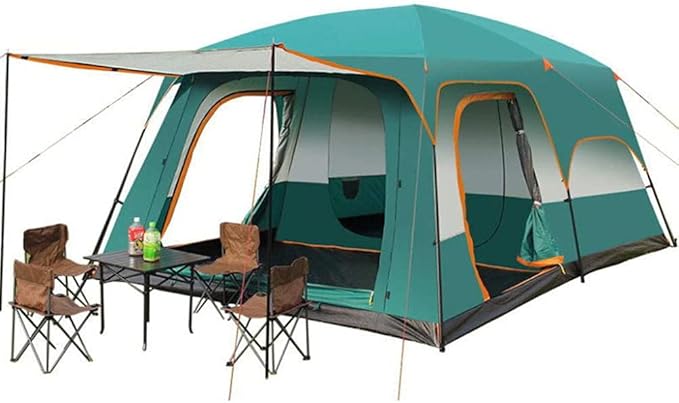 Family Tunnel Tent Large Dome Tent with Extra Large Sleeping Compartments and Vestibule Camping Hiking Tent for Family, Festival, Mountaineering