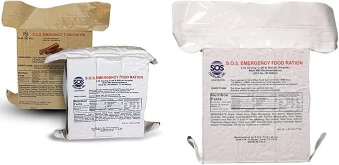 S.O.S. Rations Emergency 3600 Calorie Food Bar (Cinnamon + Coconut), (Pack of 4)