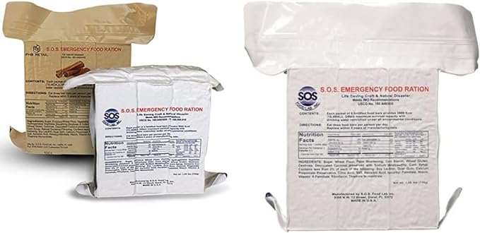 S.O.S. Rations Emergency 3600 Calorie Food Bar (Cinnamon + Coconut), (Pack of 4)