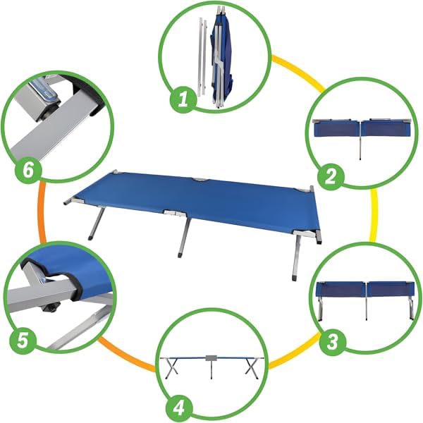 Portable Folding Camping Cot, Heavy Duty Sleeping Bed with Carrying Bag, 610D Oxford Cloth & Lightweight Aluminum Frame, 275lbs Load, Outdoor Cot for Adults, Travel, Hiking, Office (Navy blue, 1 Pack)