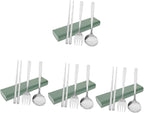 4 Sets Fork Spoon Chopsticks Stainless Steel Spoon Stainless Steel Utensils Set Travel Cutlery Reusable Spoon Spoon Fork Chopstick Portable Tableware Green Chopstick Rest