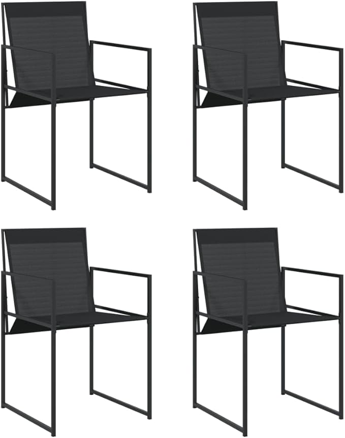 Folding Outdoor Chairs Set of 4 Black Textilene 19.7x21.7x33.1 in Powder-Coated Steel Frame Foldable Camp Chairs for Patio Garden Terrace