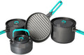 Camping Campfire Utensils, Outdoor Camping Tableware Set Backpacking Picnic 2 Pot 1 Frypan Kettle Alumina Durable Cookware Backpacking Gear