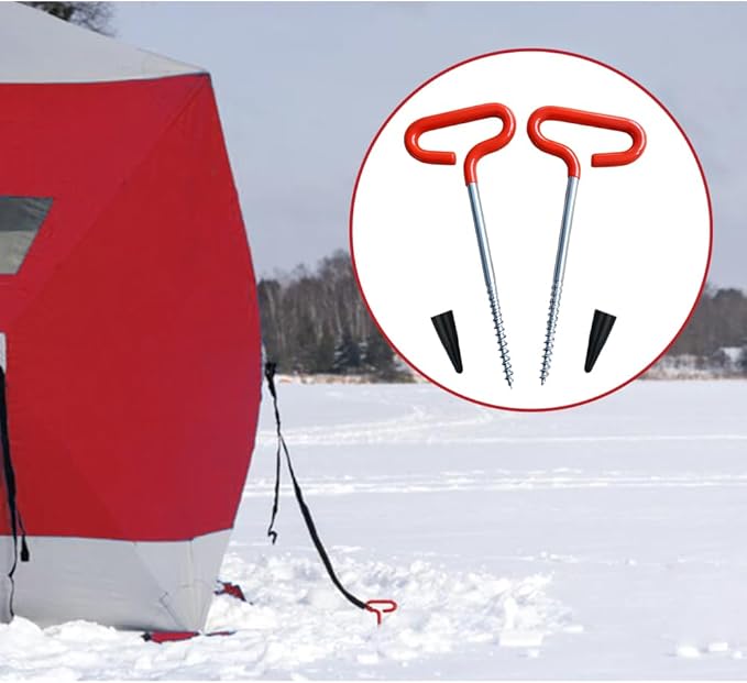 Winter Ice Anchor Drill for Fishing Tent, Frozen Lake Ground Nails Screw Accessories, Set of 4