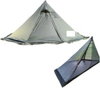 Three-Season Tent, New Pyramid Tent Set Camping Tent with Snow Skirt Hot Tent Hiking Backpacking Tent Outdoor Winter Tent 2 Sizes