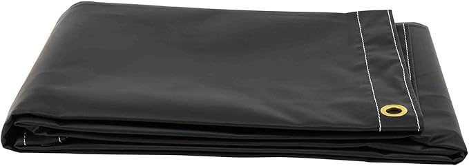 Mytee Products 6' x 8' Heavy Duty Black 18oz Vinyl Utility Tarp Waterproof, Multipurpose, Cars, Boats, Campers, Pool Cover, Tent