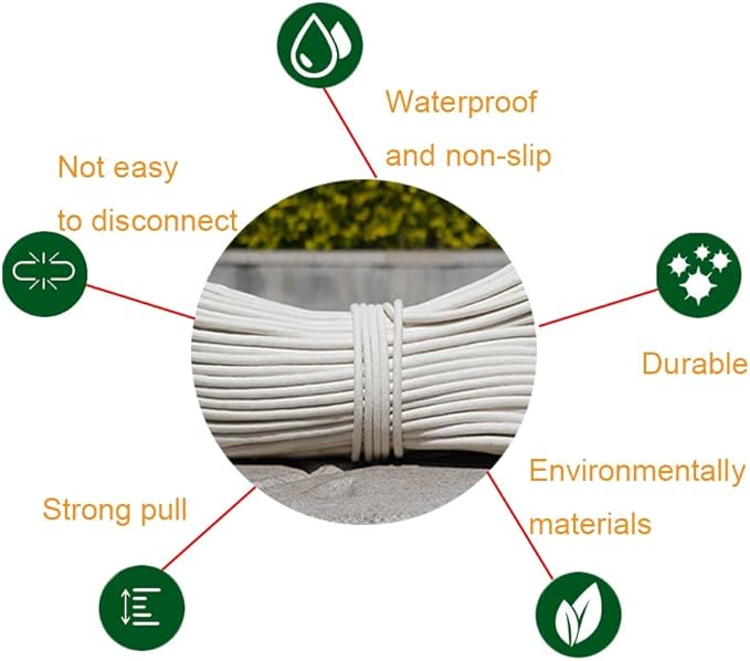 Natural Cotton Rope Clothesline Rope Heavy Duty General Purpose Rope Utility Cord Ideal for Sports Outdoors Tents Hammocks Halters Durable decoration cotton (Color : 8mm, Size : 100m)