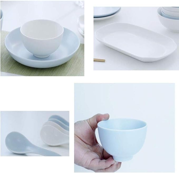 GaRcan Dinner Set,37 Pieces Dinnerware Set Blue and White Porcelain Tableware Combination with Dinner Plate Bowl Fish Plate and Chopsticks