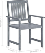 Patio Chairs with Cushions 8 pcs,Bistro Table and Chairs Outdoor,Lounge Chair,Patio Dining Chairs,Camping Chair,for Outdoor Patio, Campsite, or Yard, Solid Acacia Wood Gray