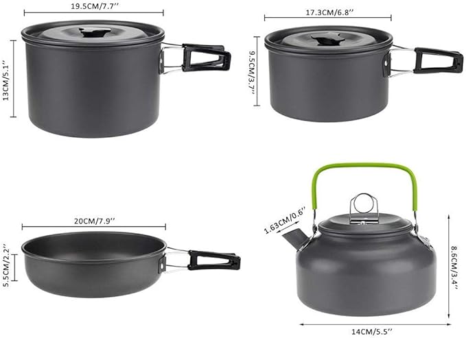 Cookware Picnic Bowl Pot Pan Set for Outdoor Camping Cookware Combination Cookware Tableware Picnic Bowl Pot Pan Set