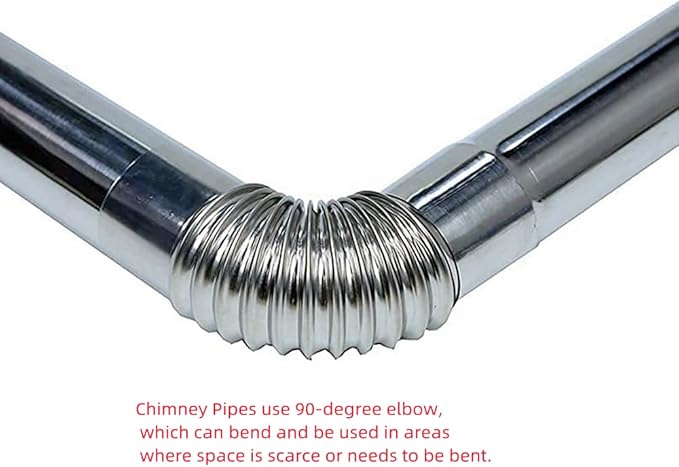 2PCS 2.36 Inch 90 Degree Stainless Steel Chimney Elbow for Outdoor Wood Stove, Camping Stove Accessories