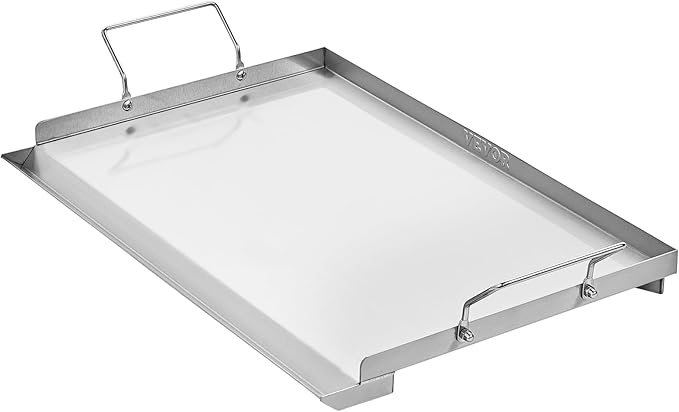 VEVOR Stainless Steel Griddle, 23x16 inch Universal Flat Top Rectangular Plate, Gas Grill Griddle for BBQ Grill, Teppanyaki, Portable Family Cookware with Handle, for Camping Tailgating Party