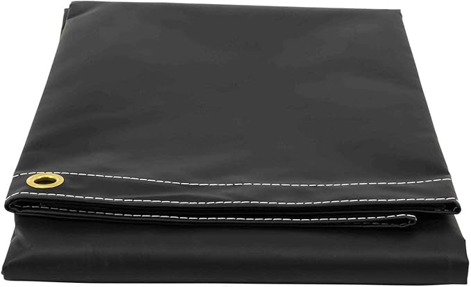 Mytee Products 6' x 8' Heavy Duty Black 18oz Vinyl Utility Tarp Waterproof, Multipurpose, Cars, Boats, Campers, Pool Cover, Tent