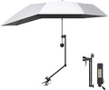 Upf 50+ Chair Umbrella With Clamp/Sun Shade - Portable Umbrella For Sports & Outdoors - Secure Clamp, 360-Degree Swivel Adjustable Position For Maximum Sun Protection