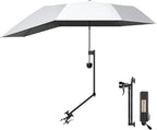 Upf 50+ Chair Umbrella With Clamp/Sun Shade - Portable Umbrella For Sports & Outdoors - Secure Clamp, 360-Degree Swivel Adjustable Position For Maximum Sun Protection