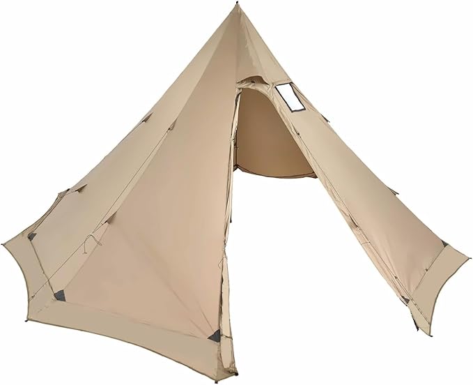 Hot Tent for 4-6 Person, Winter Tipi Tent with Stove Jack, Waterproof Canvas Camping Tent, 4 Season Shelter for Hiking Backpacking - L Size