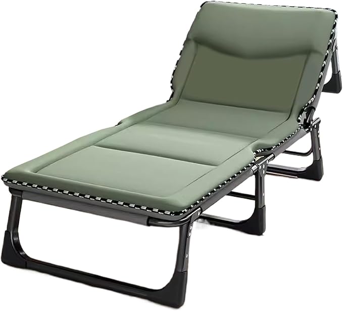 Foldable Bed with Mattress Queen Sleeping Cots for Adults with 3D Memory Headrest Portable Folding Bed Cot Lounge Chair for Beach Lawn Camping(A,190 * 68 * 30cm)
