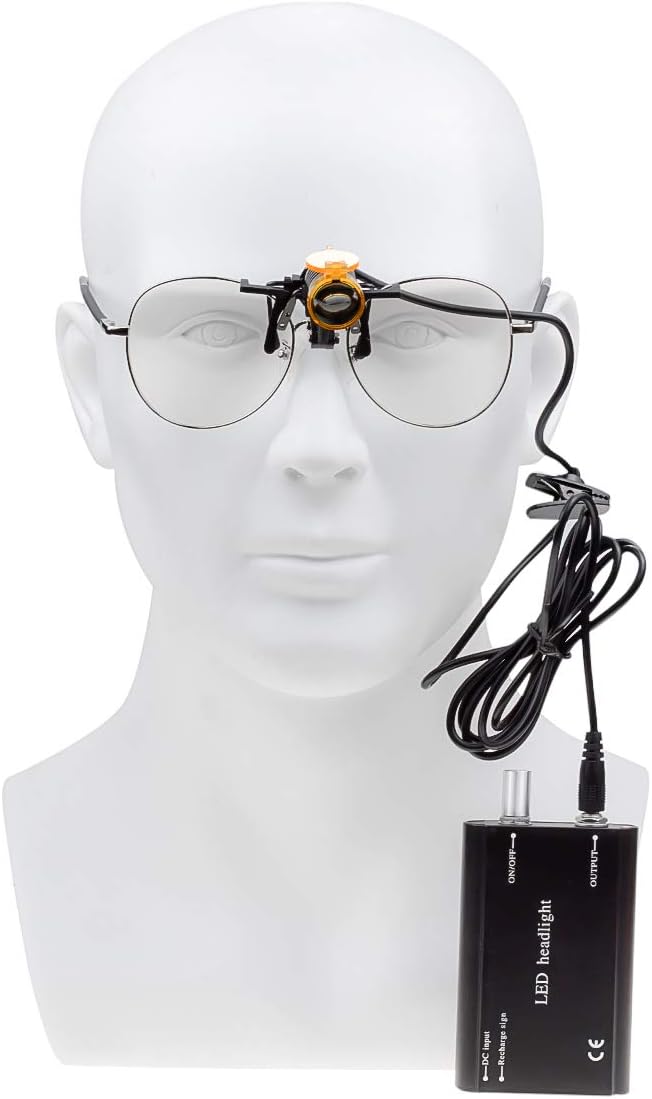 Superdental Protable LED Head Light Lamp for Binocular Loupe Metal Clip with Plastic Body for Fast Heat Dissipation (Black)
