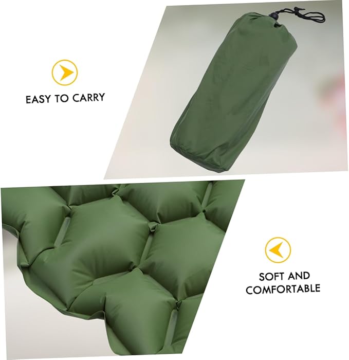 Outdoor Inflatable Sleeping Pad Camping Mat for Tent Hiking Backpacking Compact Portable Design Green