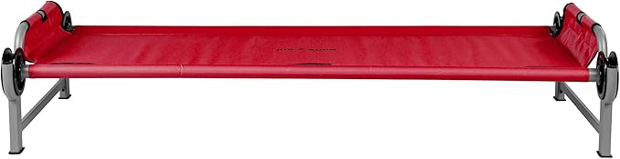 Disc-O-Bed Youth Single Cot Kid-O-Bed with Storage Organizer for Easy Gear Access & Carry Bag Transport, Indoor or Outdoor Use, Red