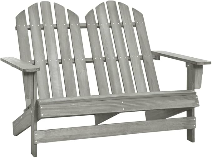 2-Seater Patio Adirondack Chair,Outdoor Chairs,Leisure Chair,Reception Chair,Garden Chair,Decorative Chair,Camping Chair,Conversation Chair,for Patio,Balcony,Party,Solid Wood Fir Gray