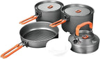 Camping Cookware Camping Utensils Dishes Cookware Set Picnic Hiking Heat Exchanger Pot Kettle Outdoor Tourism Tableware Survival Gear