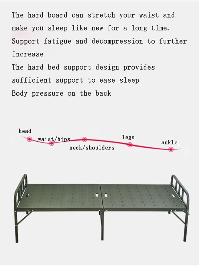 Steel Folding Camping Cot Outdoor Metal Beds Folding Bed,Single Bed Frame Metal Bunk Bed with Mattress Bedroom Furniture